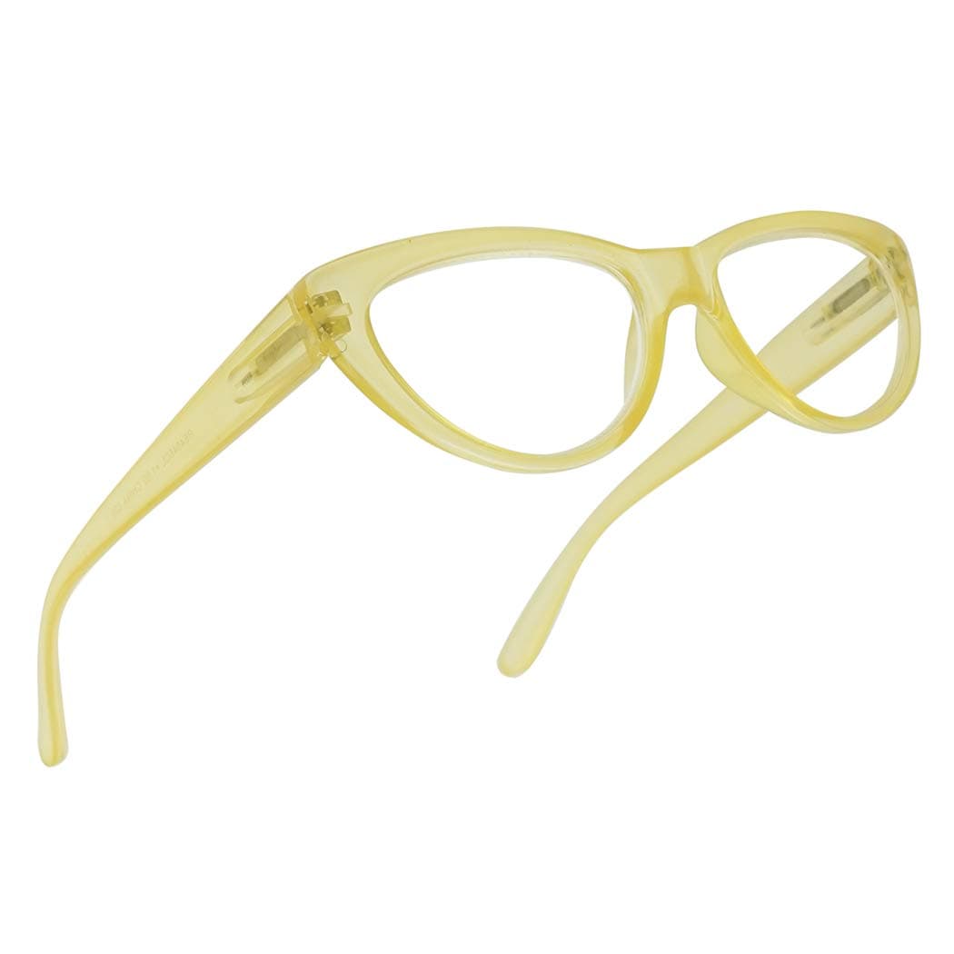 Small and Narrow Candy Colored Chic Cat Eyes Reading Readers Glasses with Spring Hinge (Yellow, 2.50)