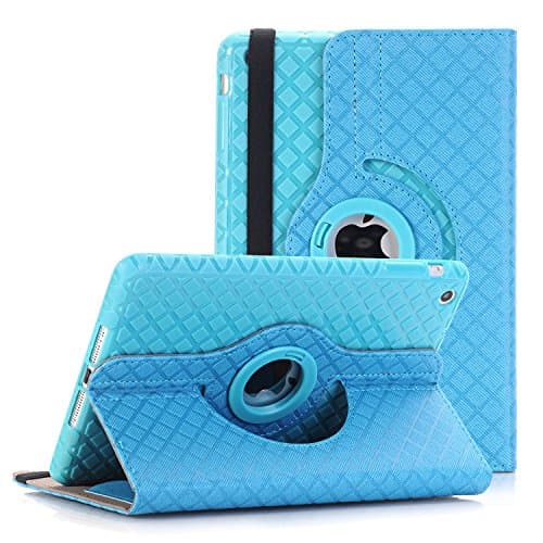 QBeau Apple Ipad Mini 1 2 3 Case Cover 360 Degree Rotating Stand PU Leather Protective Flip Folio Detachable Soft Silicone Rubber Cover for Apple Ipad Mini 1/2/3 with Card Slot,Blue