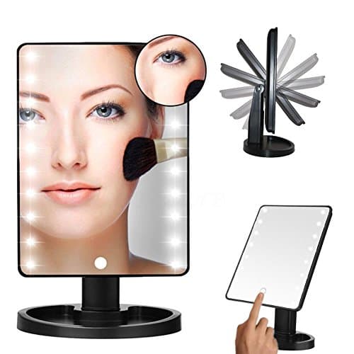 UBeautiful Makeup Mirror with 16 LED light,12-inch large screen, touch screen and memory function, black