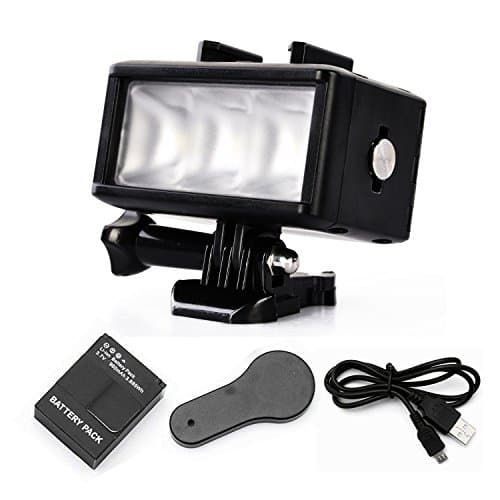 Waterproof Flash LED Diving Light Underwater for GoPro Hero 1, Hero 2, Hero 3, Hero 3+, Hero 4, Hero5, SJ4000/5000, Xiaomi Yi Work with Gopro 3 Battery