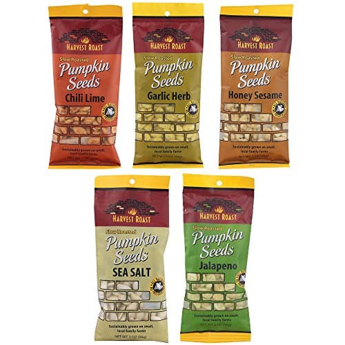 Roasted Pumpkin Seeds, 100% Made in USA, 5 Pack Assorted Flavors, Harvest Roast, All Natural, No Preservatives