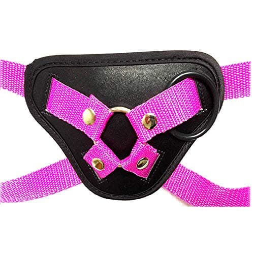 Purple Leather Strap On Harnesses Underwear Mini Short Pants with Adjustable Belt and Double O-Ring