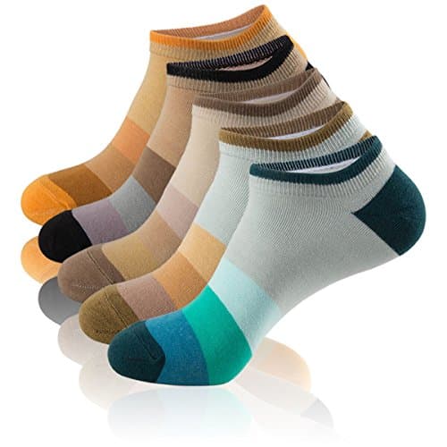 Eallco Mens No Show Cotton Low Cut Fun Socks Men 5 Pack Multicolor Casual Ankle All Season Sock