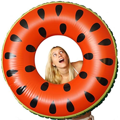 Freshy Fresh Brand Watermelon Pool Float, Large Inflatable Swim Ring, Innertube, 4 Feet Wide