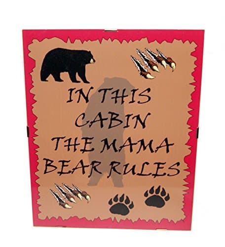 In This Cabin The Mama Bear Rules Wall 8" x 10" Rustic Picture Art w/ Clip Frame for Wall or shelf