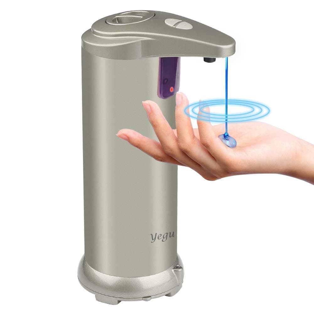 YEGU Automatic Soap Dispenser, 300ML Stainless Steel Touchless Sensor Soap Dispenser with Fingerprint Resistant and Waterproof Base Perfect for use in Kitchen and Bathroom[Newest Version]