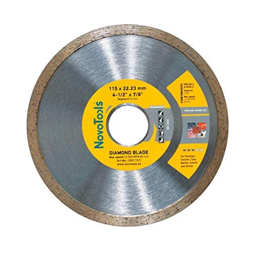 NOVOTOOLS Diamond Continuous (Tile) Blade 115 x 22.2mm - Universal Cutting Diamond Disc for Angle Grinder for All Types of Ceramic Tiles, Porcelains