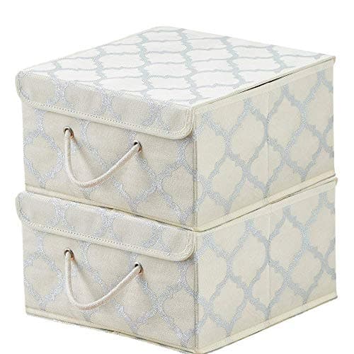 SILVER SWAN Premium Storage Box with Lid. Extra wide rope handle-Improved strong, secure fastening-Suitable for Clothes, Accessories, Magazines, Keepsakes, Toys, Bedding. For all rooms & wardrobe 2pck