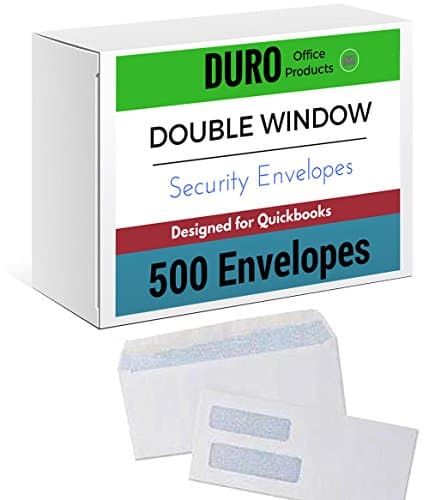500 SELF SEAL Double Window Security Adhesive Peel Strip Laser Voucher Laser Check Business Envelopes for Intuit Quickbooks Checks