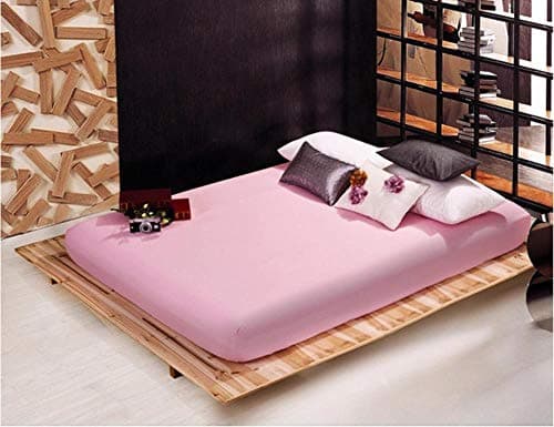 Sadiex Wholesale Solid Color Sheets Fitted Bed Sheet Elastic Mattress Cover Bed Linen Bedspread Polyester Cotton Single Twin Full Queen,Pink,120x200x25cm