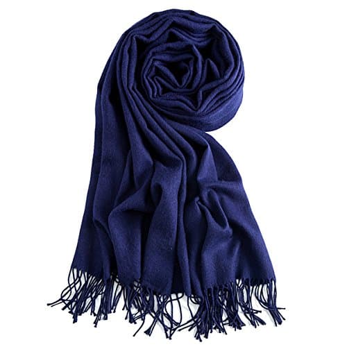 Wram Winter Long Reversible Scarf Solid Color Jersey Tassels Stole Wrap Neckerchief