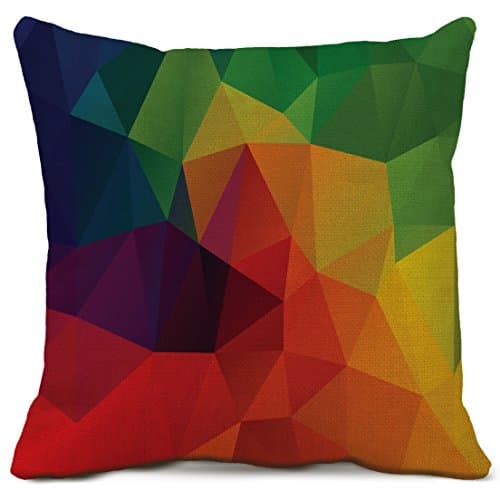 Geometry Decorative Throw Pillow Cases Cotton Linen Square Cushion Covers Colorful Geometry Pillow Cover for Sofa Couch Home Decor 18 X 18 Inch
