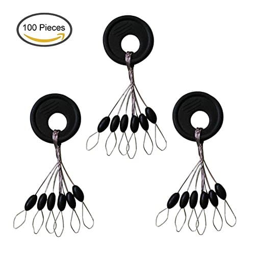 lasenersm 100 PCS Fishing Rubber Bobber Beads Stopper 6 in 1 Sinker Bobber Float Rubber Oval Stop Fishing Stopper Size L…