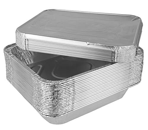 Jfoil Disposable Steam Table Pans for Baking, Roasting, Broiling, Cooking , Storage Aluminum Foil Steam Table Pans, Half Size Deep, 9x13 Pans And Lids Pack Of 30