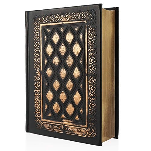 Rymall Retro Leather 3D Embossed Cover Notebook, Blank Hardback Scrapbook Travel Ultra Thick Writing Journal Work Diary (Black Gold)