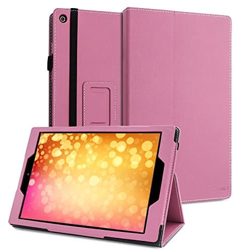 Fire HD 10 Case, Amazon Fire 10 Case,Leafbook Amazon Fire Case Slim Fit Leather Standing Folio Case for Amazon Fire HD 10 Tablet with Auto Wake / Sleep fire 5th generation case --2015, Pink