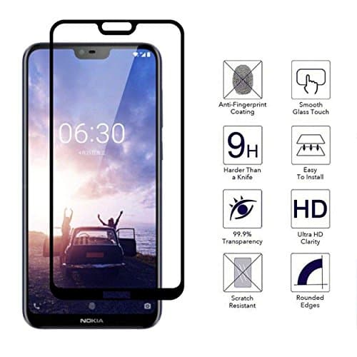 Newlike [Anti Glare] [Scratch Proof] Full Coverage 5D Tempered Glass for Nokia 6.1 Plus 2018- Black