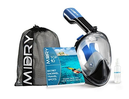 MIDRY Full Face Snorkel Mask - Easy Breathe Technology (Deep Black, L/XL)