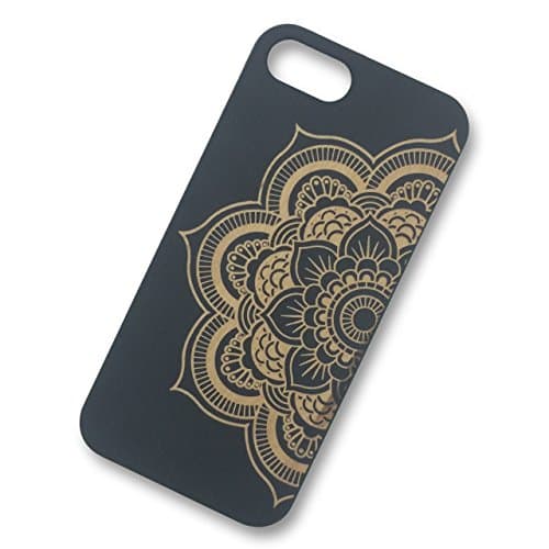 Wood iPhone Case - iPhone 7 / Wood iPhone 7 Case - WDPKR Wooden Phone Cover - UNIQUE High Contrast Black Painted Wood Bumper Accessory for Apple iPhone 7 (Mandala)