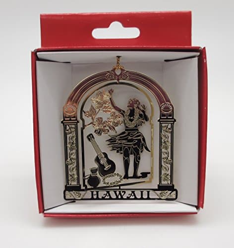 Hawaii Hula Dancer Brass Christmas ORNAMENT