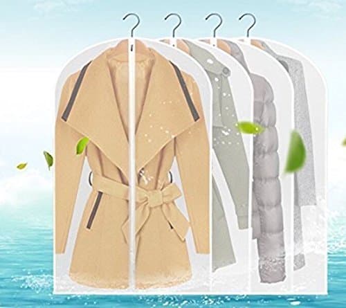 Garment Bags White Clear Dust Covers Moth Proof for Clothes Storage Suits Dresses Dance Zippered Breathable (Pack of 3)