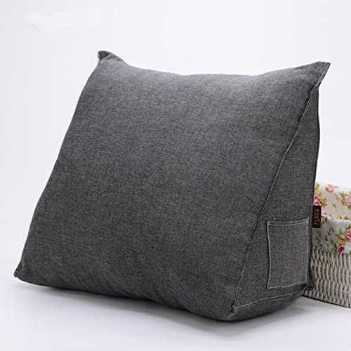 Ultra Comfortable Lumbar Pillow Bed Rest Stuffed Cushion Pillows Back Support Cushions for Car Sofa Chair Removable Cotton Cover (L (55x45x25cm), Dark Grey)