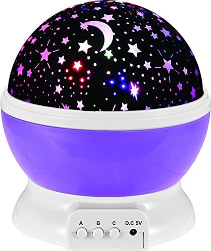 Constellation Night Light Projector Lamp from Kalston offers 4 Bright Colors with 360 Degree Moon Star Projection and Rotation - Kids Baby Bedroom Nursery Decor, Great Gift Idea (Purple)