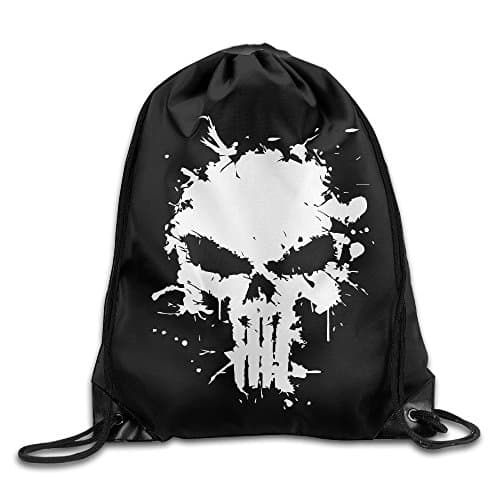 SUNG916 Punisher Skull Gym Drawstring Bags Backpack