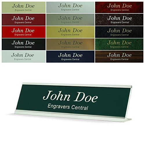 Personalized Name Plate With Wall or Office Desk Holder - 2x8 - CUSTOMIZE (Pine (Green) / White Letters)