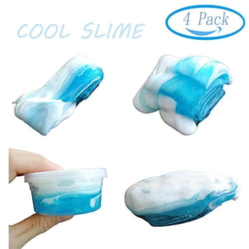 QingQiu 4 Pack Sea Wave Fluffy Slime Cloud Slime Crystal Slime Putty Scented Stress Relief Toy Sludge Toys for Kids Party Supplies