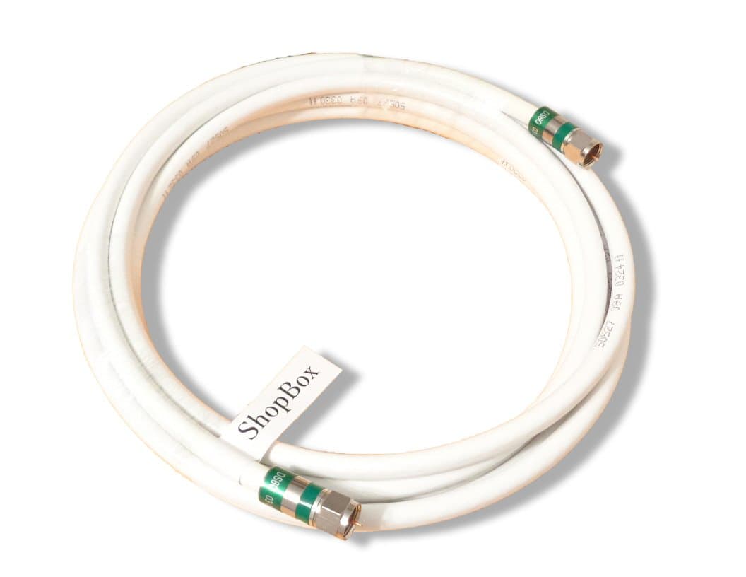 ShopBox White Quad Shield RG-6 Coax 75 Ohm Cable for (CATV, Satellite TV, or Broadband Internet) (10 Foot)