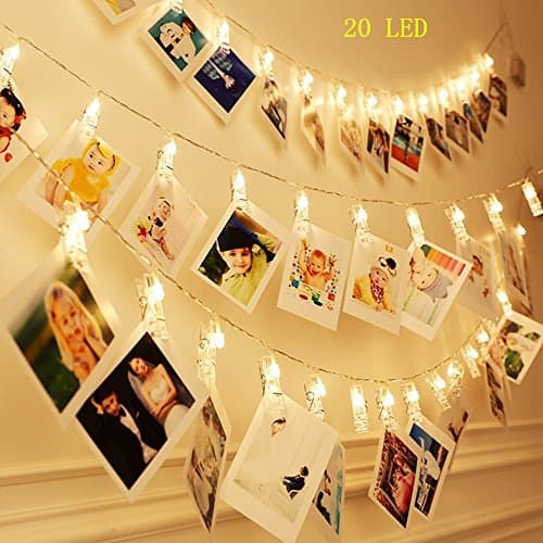 Hankin LED Photo String Lights,Christmas Lights Starry light Wall Decoration Light,Perfect for Pictures Notes Artwork LED Decor (20LED(Warm White))