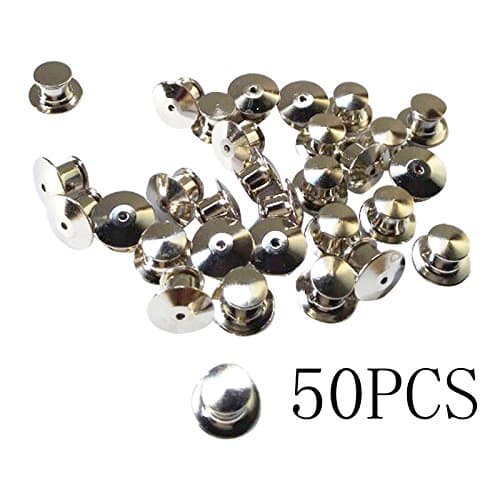 iBuy365 50 Pieces silver Locking Pin Keepers Backs for Your Favorite Collectibles &amp; Pin Trading - No Tool Required.
