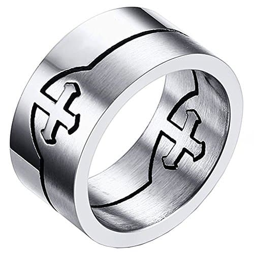 WWorMM 10MM Titanium Stainless Steel Cross Pattern Ring Matter Polished Finish For Men's Wedding Bands Classic Rings