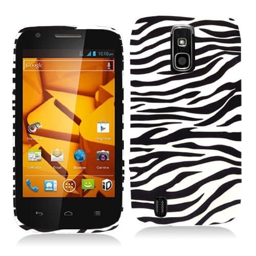 Black / White Zebra Hard Rubberized Design Case Cover for ZTE Force N9100