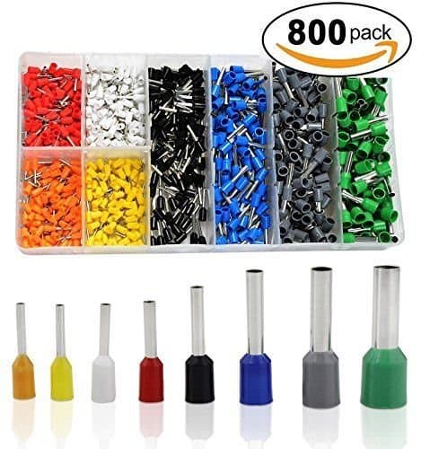 Eiechip 800Pcs/lot Electrical Wire Connector 22-10 AWG Copper Insulated Cord Pin End Crimp Terminals Set Mixed color E0506-E6012 Eseries