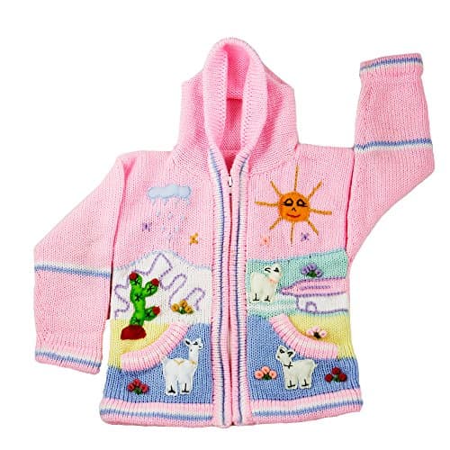 Child's Arpillera Handmade Peruvian Sweater From Peru (Pink)