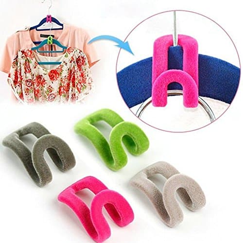 HYJM 10 Pcs Home Creative Mini Flocking Clothes Hanger Easy Hook Closet Organizer