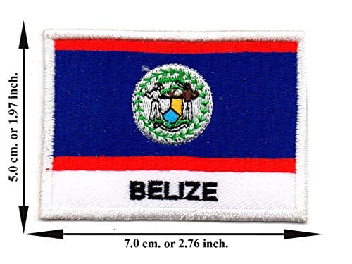 Belize Flag 1.97"x2.76" Appliques Hat Cap Polo Backpack Clothing Jacket Shirt DIY Embroidered Iron on / Sew on Patch
