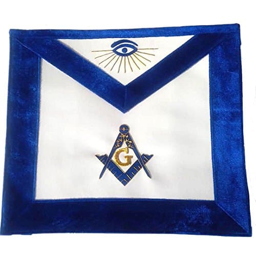 Masonic Master Mason Royal Blue Chenille Fabric Borders Apron For Freemasons Regalia