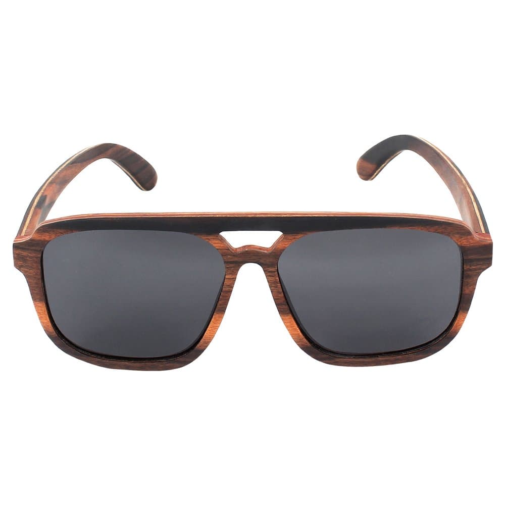 Grey Wooden Frame Unisex Square Sunglasses