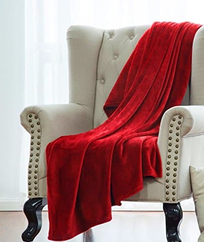 Midwest All Ages Small Throw Plush Blanket 50" X 60" (DEEP RED)