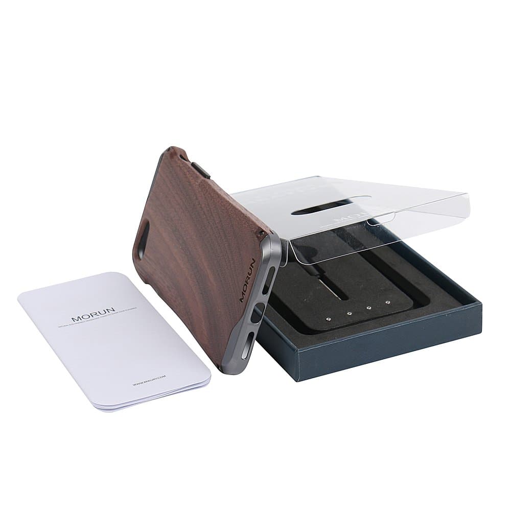 iPhone 7 Case Cover- MORUN [Nature Series] Unique Design Made by Wood & Aluminum, Premium Natural Handmade Wood Phone cover Perfect Compatible for Apple iPhone 7 (Walnut)
