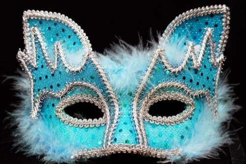 FOX Design Venetian Inspired Laser Cut Masquerade Mask, Elegantly Crafted- Vibrant Sky Blue