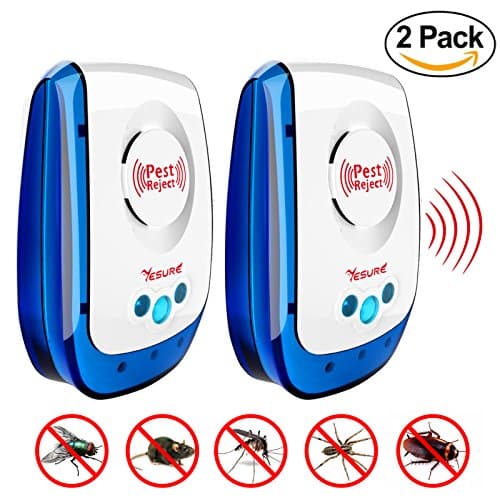 YESURE Ultrasonic Pest Repeller Electronic Insects Control Repels Mosquito Mouse Bug Rat Spider Flea Ant Repellent Nontoxic Safe for Humans and Pets 2 Pack