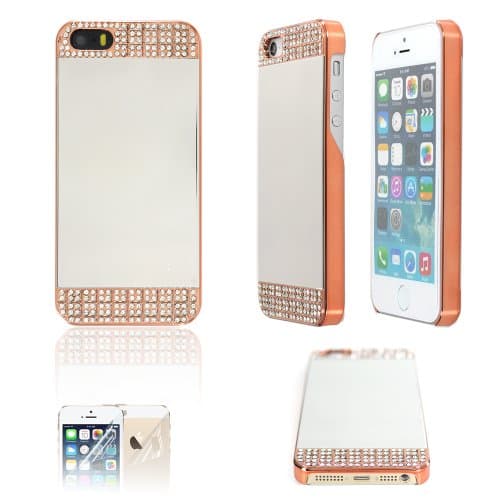 imiGen Glamor Mirror Series Slim Fit Case for iPhone 5 / 5 S - Rose Gold with Rhinestones