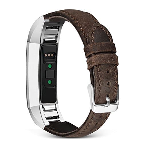 For Fitbit Alta and Fitbit Alta HR Bands, SKYLET Retro Genuine Leather Straps for Fitbit Alta/ Alta HR Accessories Replacement Wristbands (No Tracker)[Retro Brown]