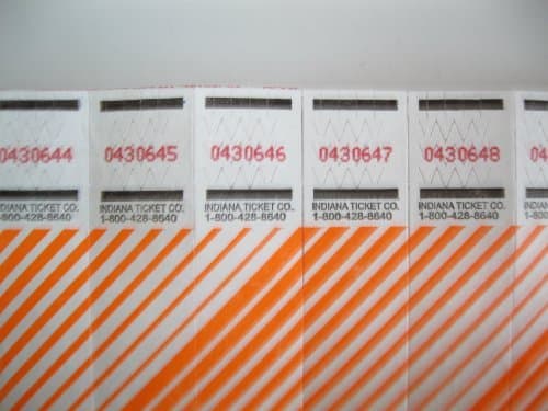 100 Neon Orange Stripe Consecutively Numbered Tyvek Wristbands