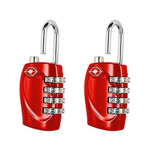 3 Digit TSA Lock Approved Resettable Combination Travel Luggage Package Suitcase Padlock for Best Security Open Alert 2 Pack (Red2)