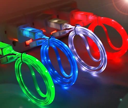 LuoMing 4pcs Glow in The Dark Light-up LED USB Data Sync Charger Cable Charging Cord for HTC Samsung Galaxy s6 s6 Edge S4 HTC LG Sony Xperia Android System